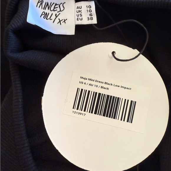 NWT Princess Polly Black Ribbed Maja Mini Dress in Size 6 - Picture 6 of 10